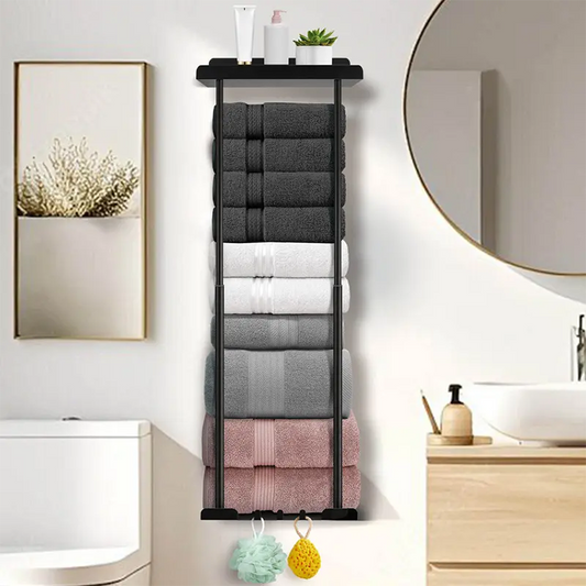 【⏳Limitiertes Angebot – 50 % Rabatt!!】🛁 Ausziehbarer Badezimmer-Handtuchhalter – 38–75 cm höhenverstellbar, Kohlenstoffstahl, bohrerfreie Wandmontage