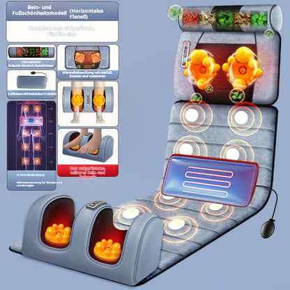 Elektrisches Massage-Matratzen — multifunktionaler Körper-Massagegerät mit Wärmefunktion, Nacken- und Lendenwirbelkissen, ausgestattet mit beheizten Airbags für Rücken und Taille.