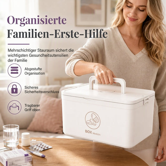 💊 Große Medikamenten-Aufbewahrungsbox aus Kunststoff – Mehrlagig, unterteilt & tragbar für Haushalt & Notfall ✨