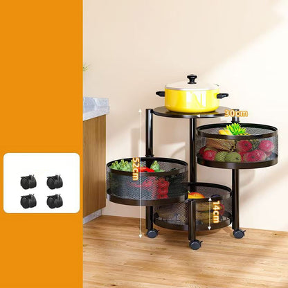 Multi-Tier Round Metal Rotating Storage Cart